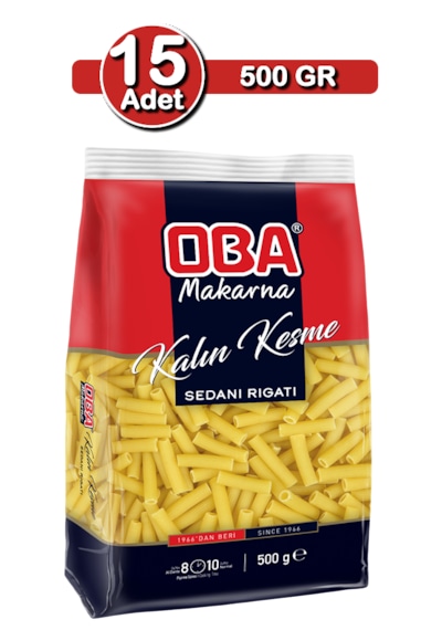 Oba Kalın Kesme Makarna 500 G X 15 Adet Aile Boyu Stok Paketi
