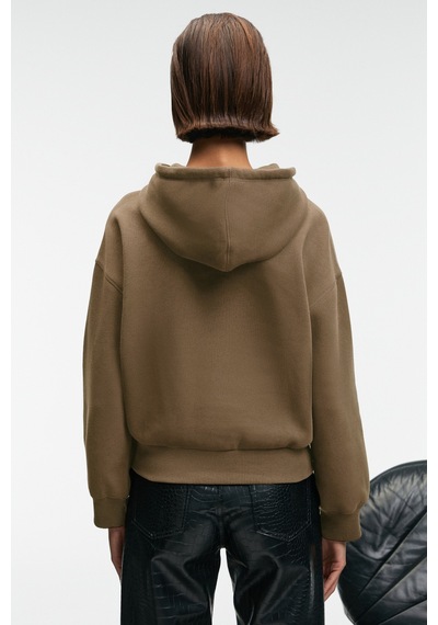 Grimelange Selene Kadın Kapüşonlu Kangru Cepli Regular Fit Vizon Sweatshirt Vizon
