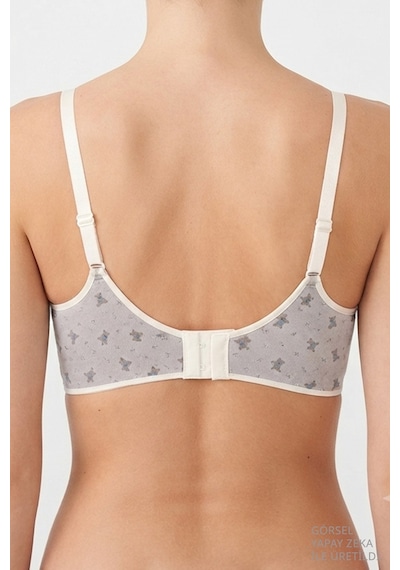 Cottonill Seamless Bra - Mireva Lazer Kesim Rib Dokulu Ayıcık Desenli Balensiz Kadın Sütyen 3'lü Paket Çok Renkli