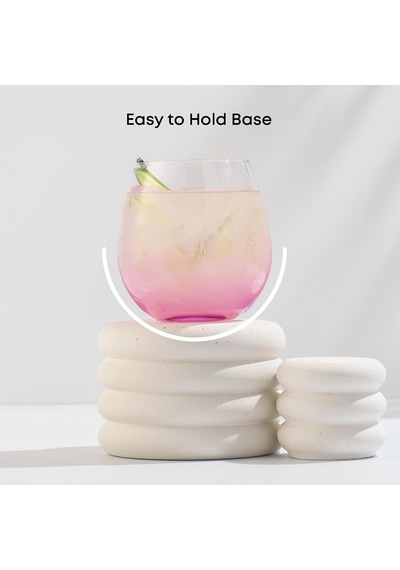 Hue Stemless Şarap Kadehi Seti. Büyük, 15 Oz, Sapsız, 6'li Set Beyaz Şarap, Kırmızı Şarap, Su, Köksüz Margari Diğer