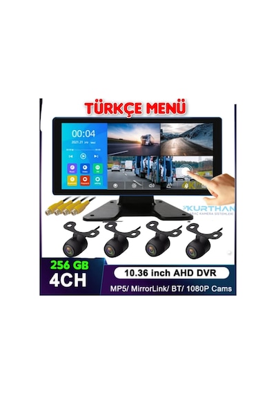 Dokunmatik Ekranlı Ahd 4 Kameralı Video Müzik Dvr Monitör