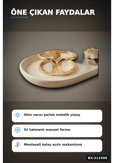 Vintage Manşet Kesim Pirinç Bilezik - Tekli Paket, Kadın Takı Aksesuarı Bx-313599 Çok Renkli