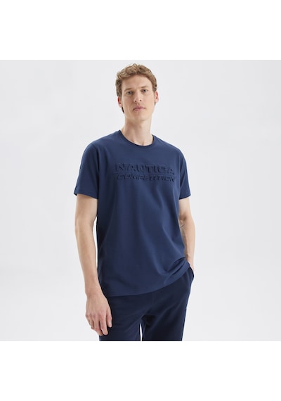 Nautica Erkek Lacivert Standart Fit Baskılı T-shirt Baskılı V35010t Lacivert