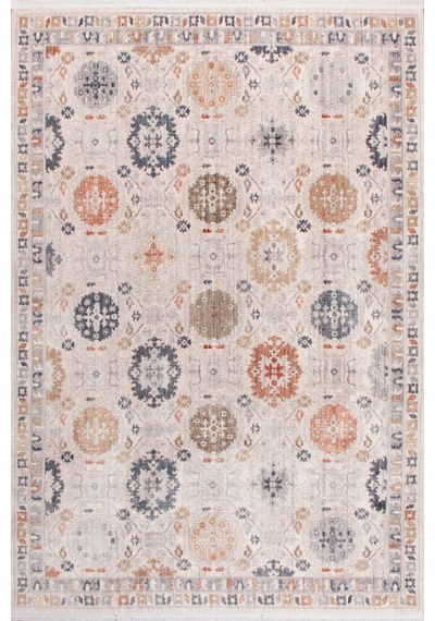 Krem Vintage Çiçek Motifli Makine Halısı - Salon Ve Oturma Odası Halısı Bej
