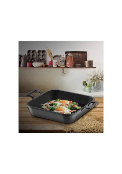 Eda 3 Lü Granit Kare Döküm Sahan Tava Seti Takımı - 18-20-22 Cm Diğer