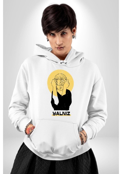 Yalnız Kadına Şiddete Hayır Kadın Erkek Beyaz Kapüşonlu Sweatshirt Hoodie Beyaz Yalnız Kadına Şiddete Hayır Kadın Erkek Beyaz Kapüşonlu Sweatshirt Hoodie Beyaz