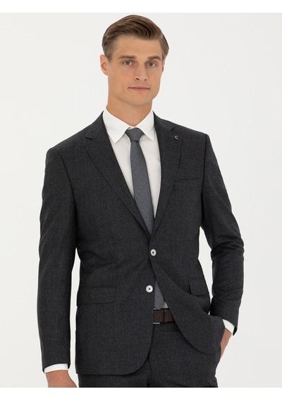 Cacharel Antrasit Slim Fit Yün Takım Elbise Gri