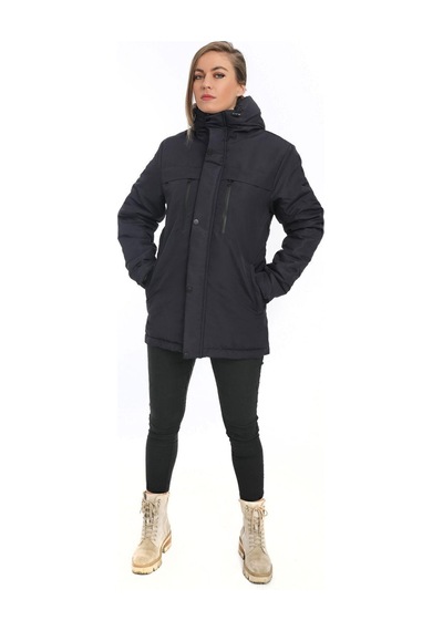 Spor Kadınpolarlı Kürklü Su Ve Rüzgar Geçirmez Kapüşonlu Mont Parka-117 Lacivert