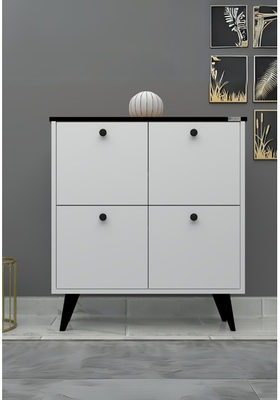 %100 Mdf Akus 4 Kapaklı Ayaklı Ayakkabılık Üstü Falez Beyaz