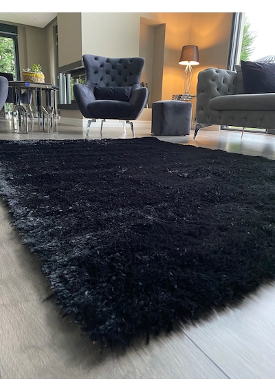 Tavşan Siyah Yumuşak Dokulu Peluş Halı Dikdörtgen