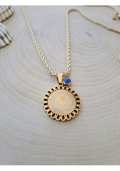 Dali Shop Ata Lira Çelik Burgu Zincir Kolye Altın