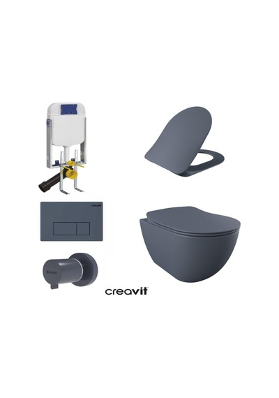 Creavit Gr5001- Fe320 5 Parça Basalt Mat Asma Klozet Gömme Rezerv