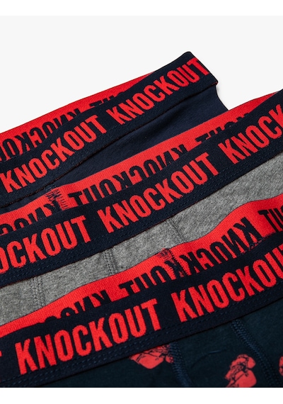 Koton 3'lü Boxer Seti Boks Temalı Sloganlı Bordo Desenli 4wlm90031mk