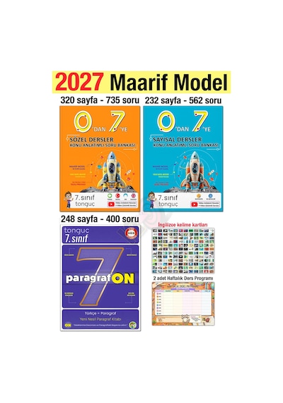 7. Sınıf 2027 0'dan 7'ye Konu Anlatımlı Soru Bankası Seti Paragrafon Yeni Müfredat Maarif Modeli