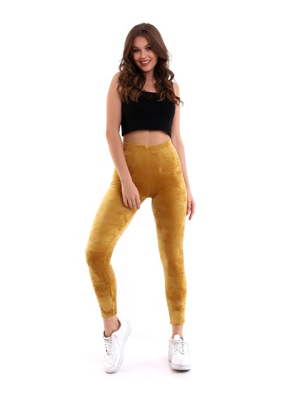 Winmoda34 Kadife Tayt Sarı
