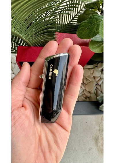 Cohiba 3 Torch Pürmüz Siyah Yan Ağız Puro Çakmağı Delicili