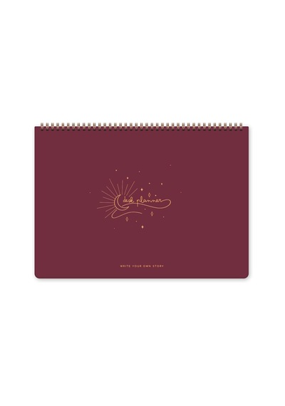 Süresiz Haftalık Spiralli Masaüstü Planlayıcı 24x34 Cm - Desk Planner Bordo Çok Renkli