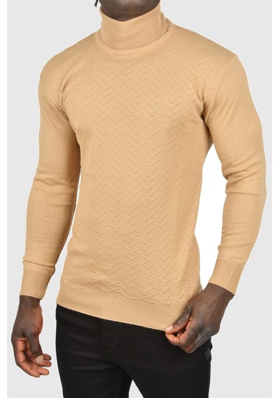 Deepsea Erkek Camel Zigzag Desenli Tam Balıkçı Yaka Dar Kesim Boğazlı Triko Kazak 2505497 Camel Deepsea Erkek Camel Zigzag Desenli Tam Balıkçı Yaka Dar Kesim Boğazlı Triko Kazak 2505497 Camel