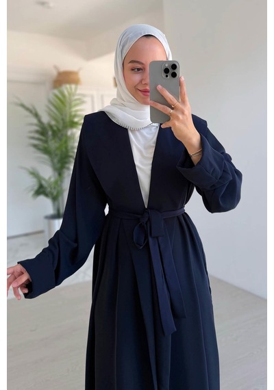 Kahijab Sırt Detay Dökümlü Abaya - Lacivert Lacivert