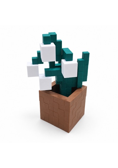 Piksel İnci Çiçeği Biblo - 3d Baskı, Minecraft Esintili Beyaz