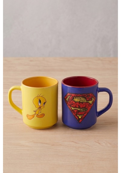 Tweety & Superman Baskılı 2'li Kupa Seti 250 Cc Renkli