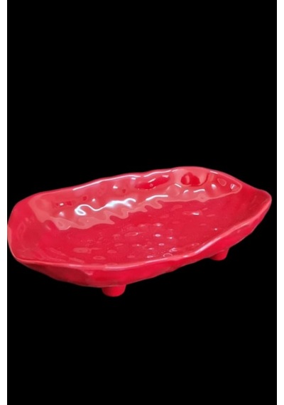 Melamin Kırılmaz Soft Lux Kayık Tabak 30x19x6 Cm - Kırmızı Sunum Tabağı, Kahvaltı Tabağı, Restoran Kırmızı