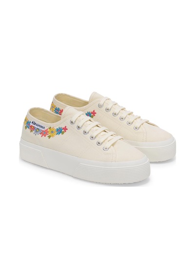Superga 3740 Platform Flower Print Leggera Kadın Bej Bileksiz Sneaker Bej-448