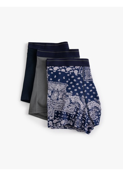 Koton 3'lü Boxer Seti Baskılı Çok Renkli Pamuklu Lacivert 5wlm90015mk Lacivert