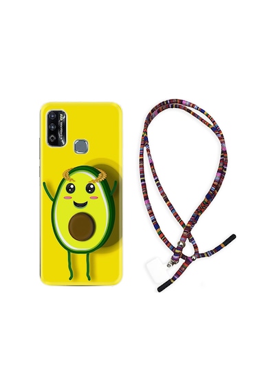 Infinix Hot 9 Play Kılıf Rasta Boyun Askılı Sevimli Avokado 1880