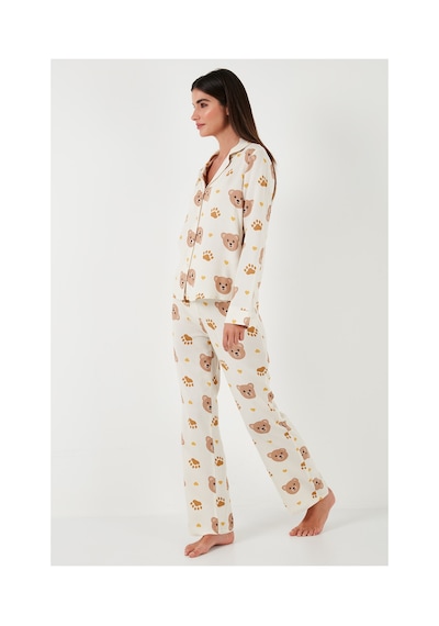 Lela Reguar Fit Yumuşak Dokulu Bayan Pijama Takımı 611Pt288Y Bej
