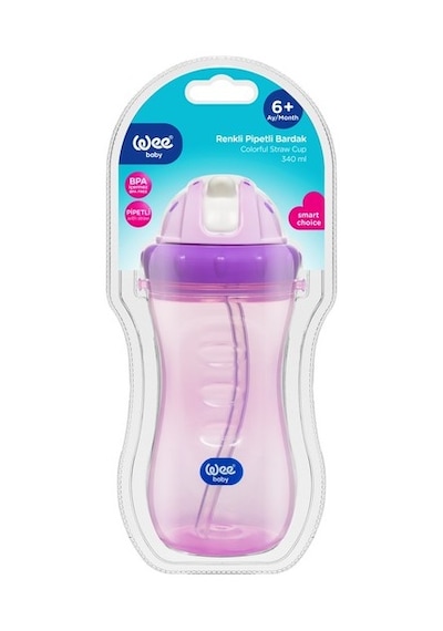 Wee Baby Mor Renkli Pipetli Bardak 761-2 Mor