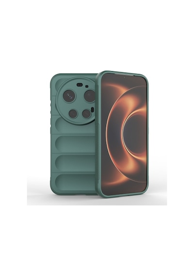 Xiaomi 17 Ultra Kılıf Esnek Tpu Oyuklu Arka Yüzey Tasarımlı Zore Etnik Silikon Kapak Xiaomi 17 Ultra Zore - Koyu Yeşil