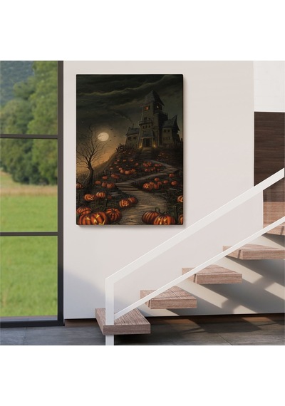 Es10 Korku Evi Cadılar Bayramı Dekoru, Cadılar Bayramı Partisi Kanvas Tablo-5248 (50 x 70)