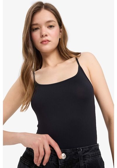 Defacto Basic Düz Askılı Siyah Çıtçıtlı Body F4207ax25smbk81 Siyah