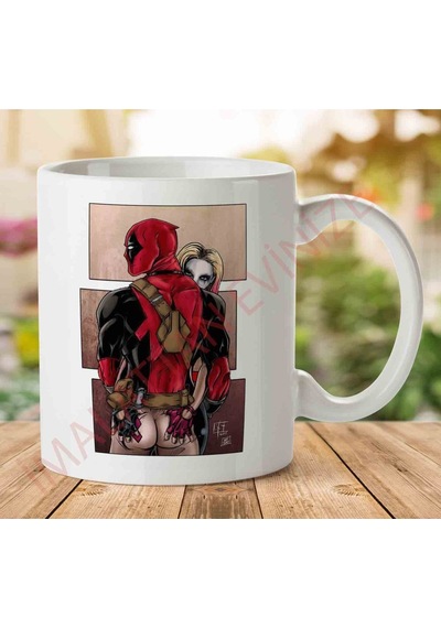 1-1441 Harley Quinn Kneads Deadpool Suicide Squad İki Tarafı Baskılı Kupa Bardak.jpg