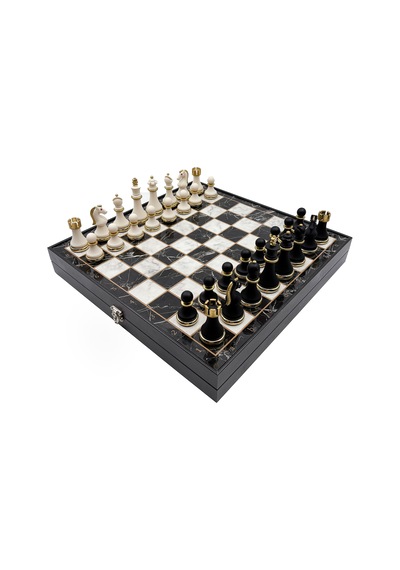 Metal - 827 - & Polyester Ahşap Satranç Takımı Siyah Beyaz Mk36p - Muratech - - Mk36p