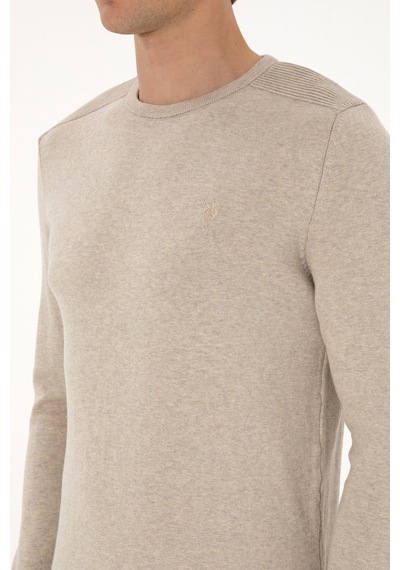 U.S. Polo Assn. Erkek Slim Fit Bisiklet Yaka Taş Melanj Basic Kazak 50307779-VR225