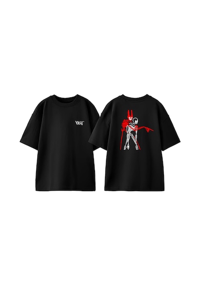 Thewert The Burden On Man Tasarım Sırt Baskılı Pamuk Siyah Oversize T-shirt