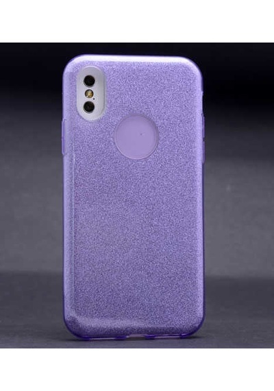 Noktaks - İphone X Uyumlu Kılıf Koruyucu Simli Shining Silikon - Mor - T3475
