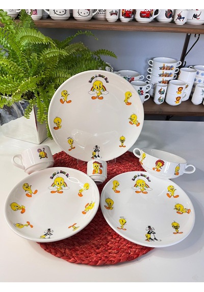 6 Parça Tweety Model Çocuk Bebek Yemek Takımı Beslenme Seti Çok Renkli
