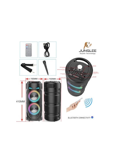Bluetooth Hoparlör Sd Kart Usb Girişli Mikrofonlu Led Işıklı Şarjlı Kablosuz Speaker