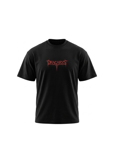Dark Line Sırt Baskılı %100 Pamuk Oversize T-shirt Ejder Siyah