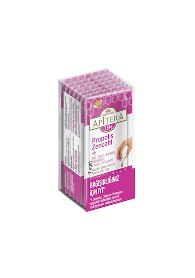 Apitera ZEN Doğal Bal, C Vitamini, Çinko, Selenyum, Zencefil, Tarçın, Karanfil, Karabiber, Limon ve Propolis İçeren Takviye Edici 7’li Saşe