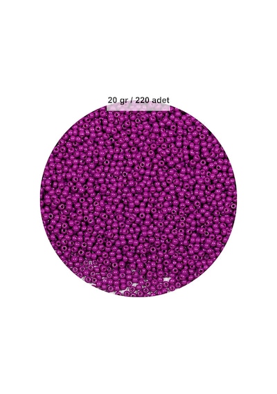 Fuşya Renk 4 Mm Yaklaşık 220 Adet/20 Gram Cam Boncuk Oya Yazma Bileklik Ve Kolye