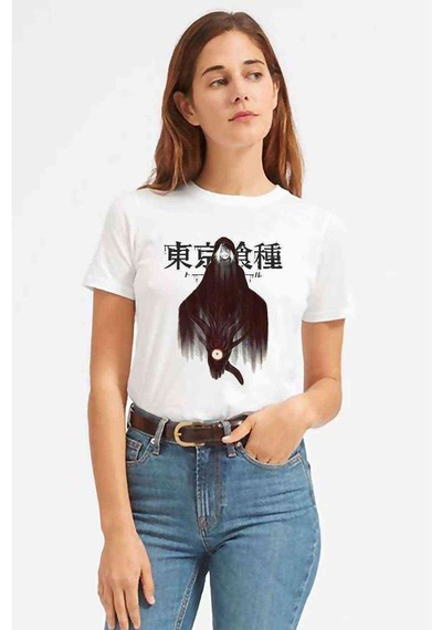 Anime Tokyo Ghoul Anteiku Baskılı Beyaz Kadın Tshirt (534308396)