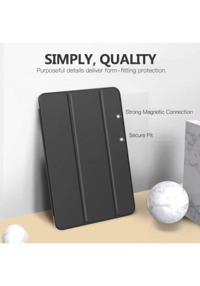 Apple Uyumlu iPad  5. 6. Nesil 2017 2018 9.7" Inc Kılıf Smart Cover Katlanabilir Standlı Akıllı Kapak Siyah