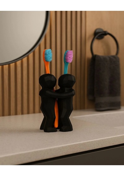 Çiftler İçin 3d Hediyelik Diş Fırçalığı Minimalist Banyo Aksesuarı Geri Dönüştürülmüş Pla 13 X 9 Cm