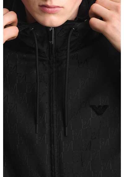 Emporio Armani Logolu Relaxed Fit Kapüşonlu Suya Dayanıklı Ceket Erkek Ceket Em006736 Af29202 Fc368 Siyah