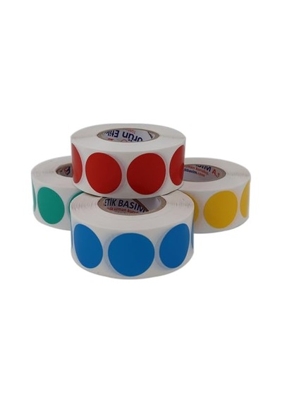 Pp Opak Daire İşaretleme Etiketi Rulo Etiket, 30mm X 30mm Çap 1000 Adet, Yuvarlak Renkli Zemin Baskılı Kontrol Etiketi, Endüstriyel Ve Masaüstü Barkod Yazıcılar İle Uyumludur. Kırmızı 10