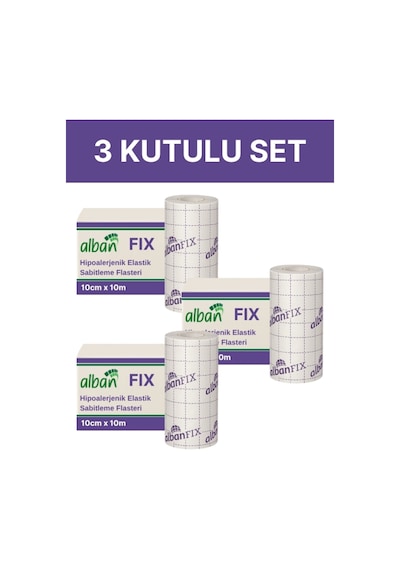 Fix Elastik Sabitleme Bandı 10cm X 10m, 3 Kutulu Set. Elastik Non-woven Medikal Flaster